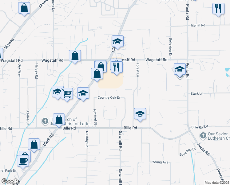 map of restaurants, bars, coffee shops, grocery stores, and more near 6283 Dawnridge Court in Paradise