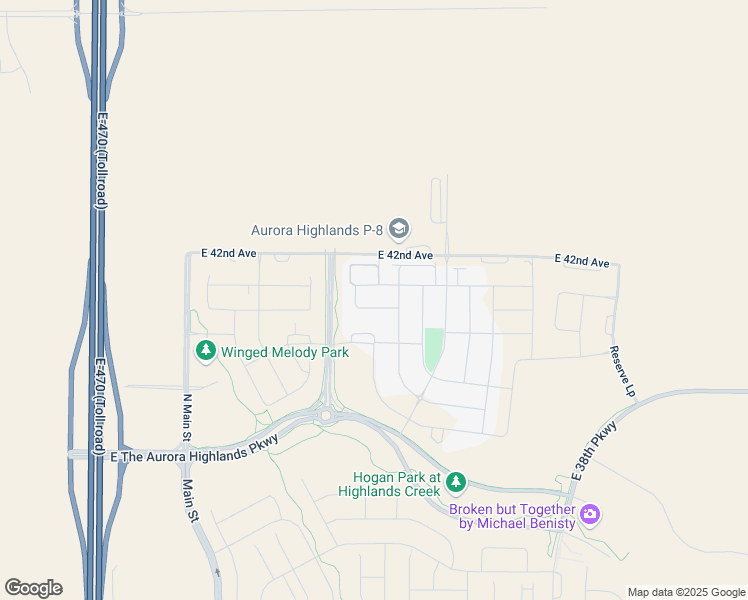 map of restaurants, bars, coffee shops, grocery stores, and more near 24242 East 40th Avenue in Denver