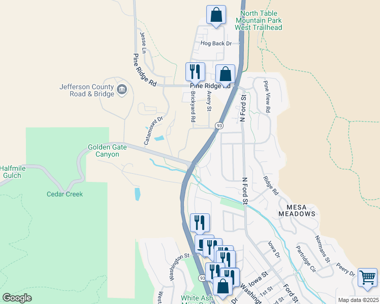map of restaurants, bars, coffee shops, grocery stores, and more near in Golden