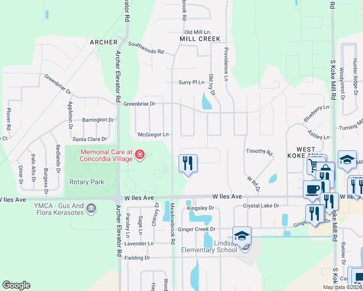 map of restaurants, bars, coffee shops, grocery stores, and more near 3928 Old Oak Road in Springfield