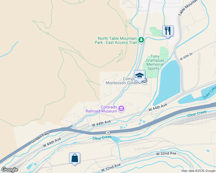 map of restaurants, bars, coffee shops, grocery stores, and more near 4302 Ulysses Way in Golden