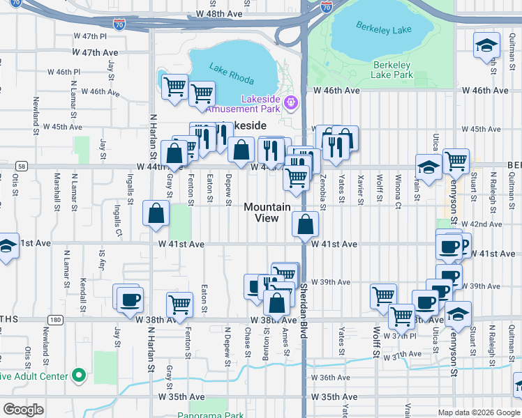 map of restaurants, bars, coffee shops, grocery stores, and more near in Mountain View