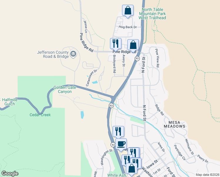 map of restaurants, bars, coffee shops, grocery stores, and more near in Golden