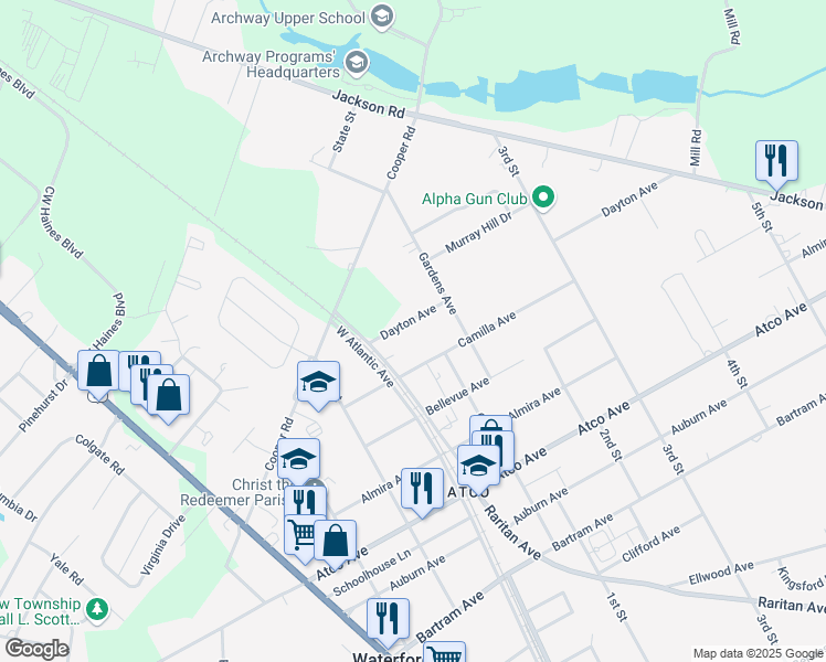 map of restaurants, bars, coffee shops, grocery stores, and more near 2231 Camilla Avenue in Atco
