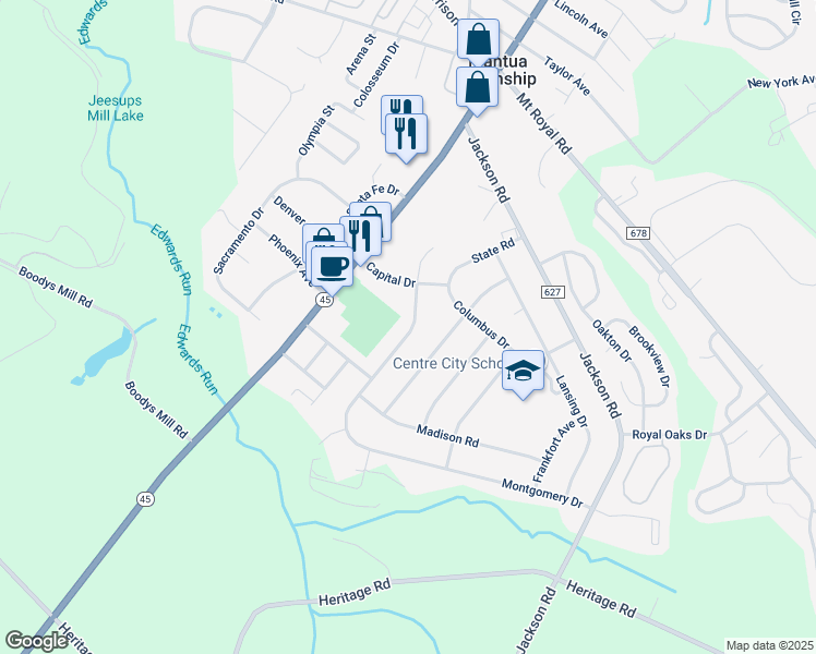 map of restaurants, bars, coffee shops, grocery stores, and more near 645 Bismarck Avenue in Gloucester County