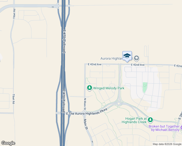 map of restaurants, bars, coffee shops, grocery stores, and more near 23700 East 42nd Avenue in Aurora