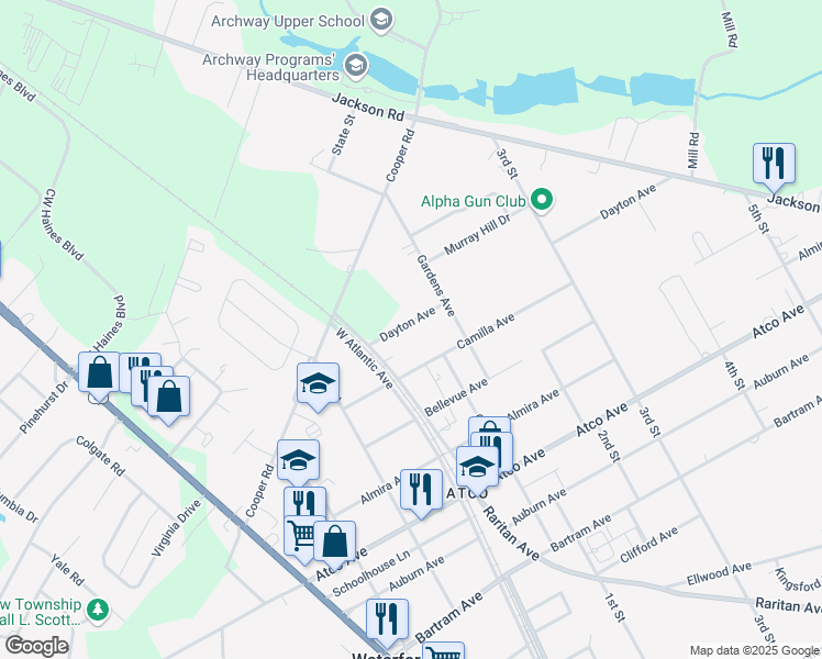 map of restaurants, bars, coffee shops, grocery stores, and more near 2238 Dayton Avenue in Atco