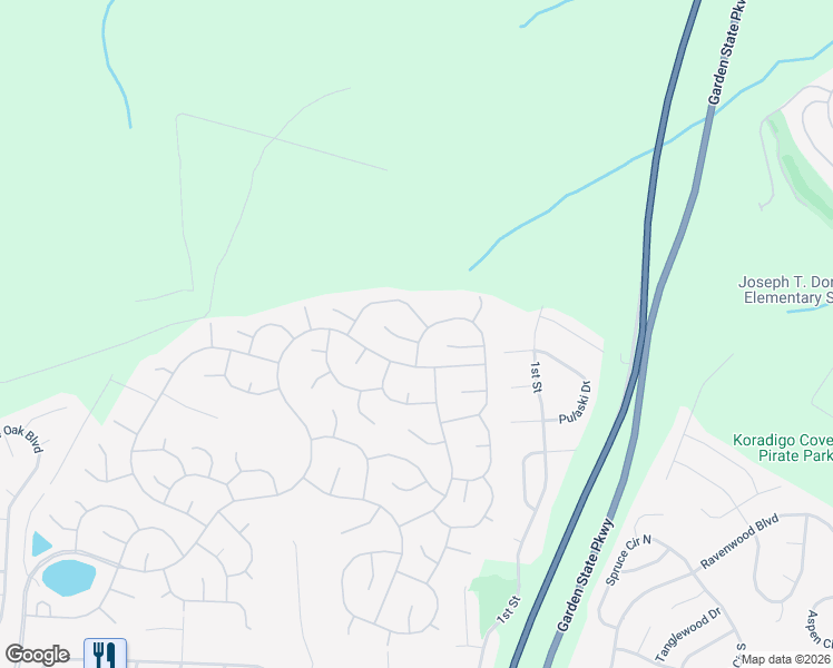 map of restaurants, bars, coffee shops, grocery stores, and more near 235 Mirage Boulevard in Barnegat Township