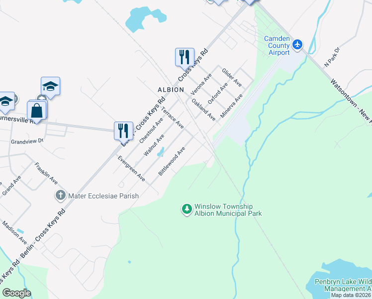 map of restaurants, bars, coffee shops, grocery stores, and more near 206 Bittlewood Avenue in Berlin
