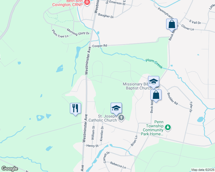 map of restaurants, bars, coffee shops, grocery stores, and more near 820 Westminster Road in Hanover