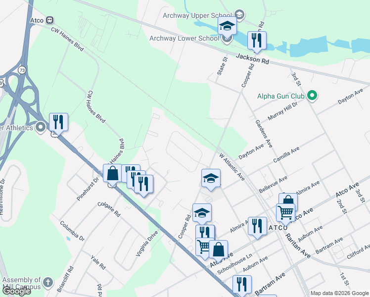 map of restaurants, bars, coffee shops, grocery stores, and more near 280 Front Street in Waterford
