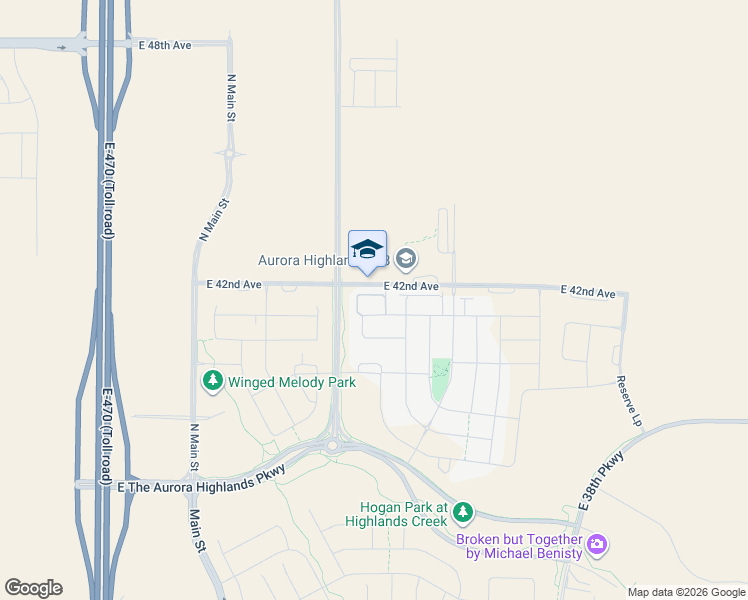 map of restaurants, bars, coffee shops, grocery stores, and more near 24240 East 41st Avenue in Denver