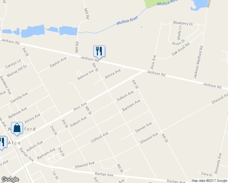 map of restaurants, bars, coffee shops, grocery stores, and more near 2372 Atco Ave in Waterford