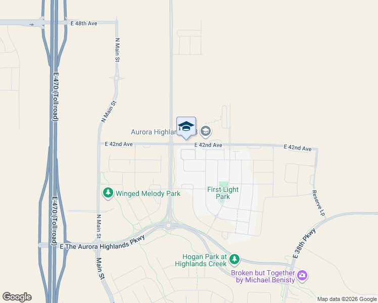map of restaurants, bars, coffee shops, grocery stores, and more near 24240 East 41st Avenue in Denver