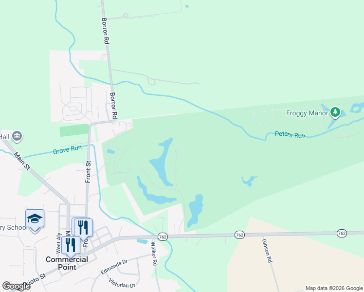 map of restaurants, bars, coffee shops, grocery stores, and more near 236 Players Club Court in Commercial Point