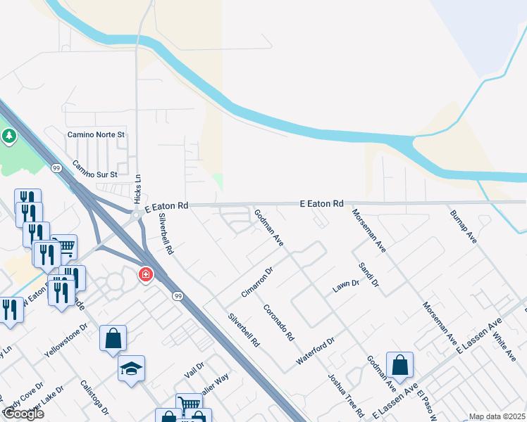 map of restaurants, bars, coffee shops, grocery stores, and more near 3226 Godman Avenue in Chico