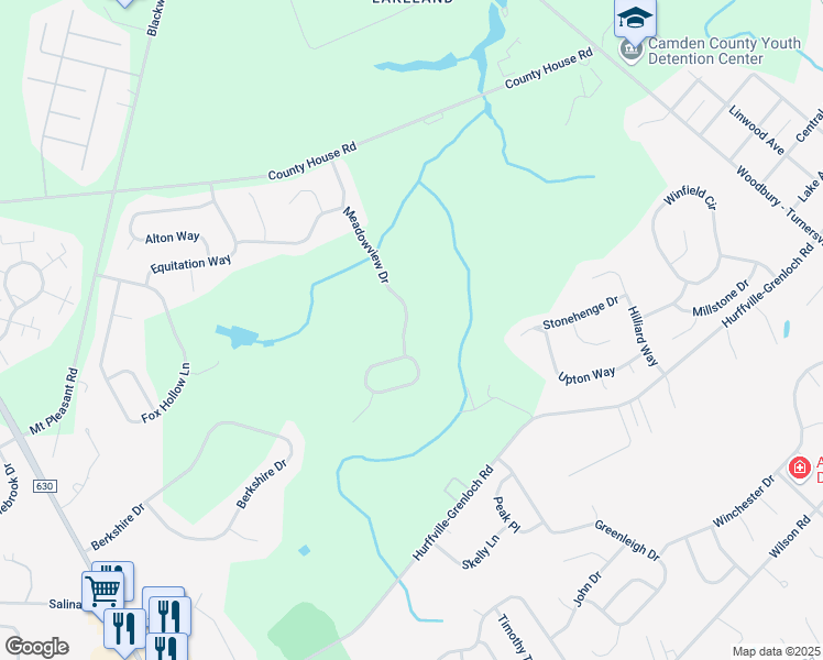 map of restaurants, bars, coffee shops, grocery stores, and more near 41 Meadowview Drive in Washington Township