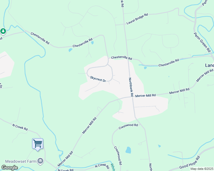 map of restaurants, bars, coffee shops, grocery stores, and more near 225 Skycrest Drive in Landenberg
