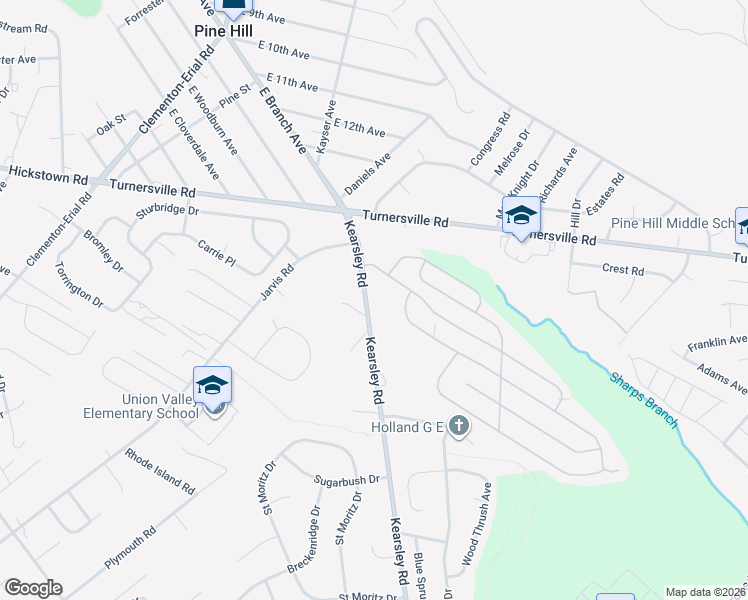 map of restaurants, bars, coffee shops, grocery stores, and more near 1524 Kearsley Road in Sicklerville