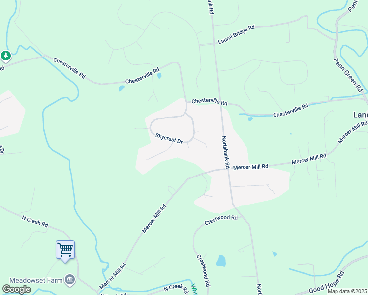 map of restaurants, bars, coffee shops, grocery stores, and more near 225 Skycrest Drive in Landenberg