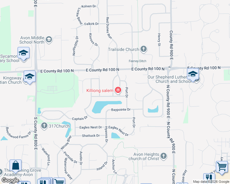 map of restaurants, bars, coffee shops, grocery stores, and more near 853 Halyard Drive in Avon