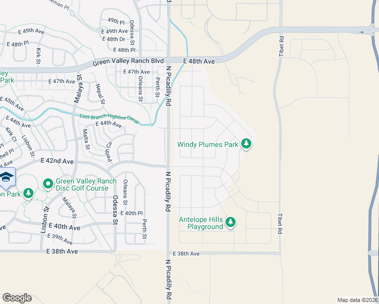 map of restaurants, bars, coffee shops, grocery stores, and more near 4155 Picadilly Road in Denver