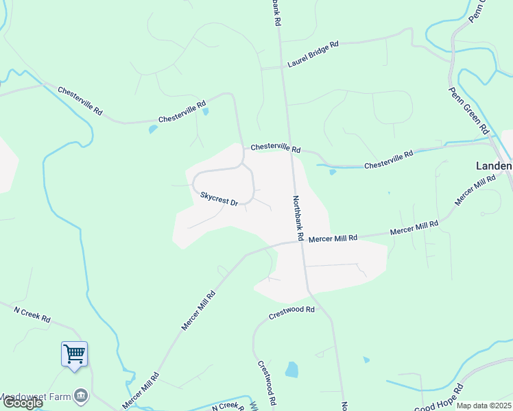 map of restaurants, bars, coffee shops, grocery stores, and more near 229 Skycrest Drive in Landenberg