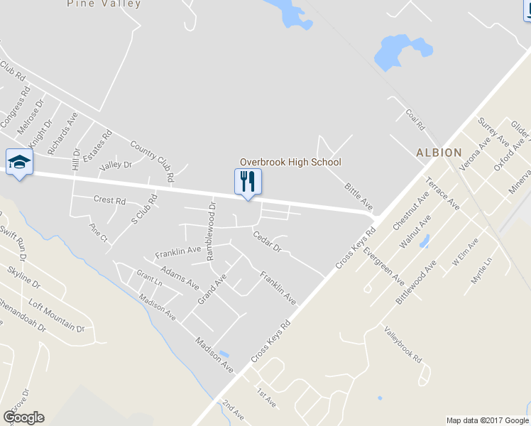 map of restaurants, bars, coffee shops, grocery stores, and more near 1202 Weber Drive in Pine Hill