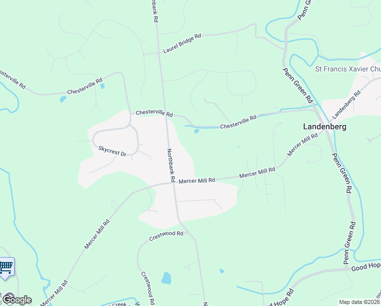 map of restaurants, bars, coffee shops, grocery stores, and more near 193 Mercer Mill Road in Landenberg