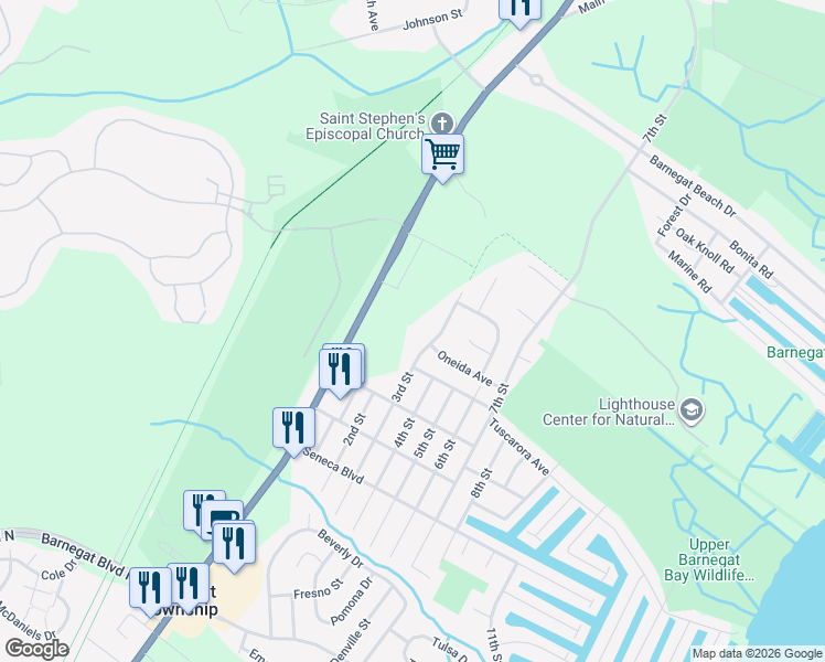 map of restaurants, bars, coffee shops, grocery stores, and more near 417 3rd Street in Ocean Township