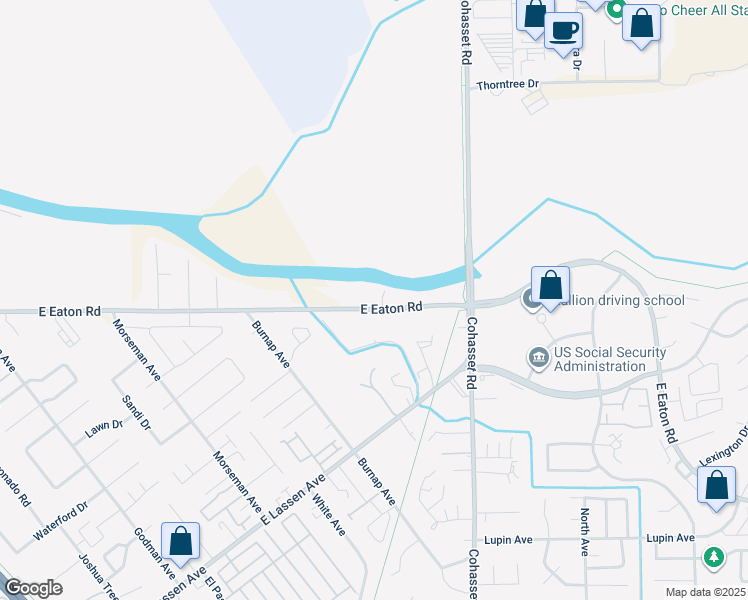 map of restaurants, bars, coffee shops, grocery stores, and more near 1270 East Eaton Road in Chico