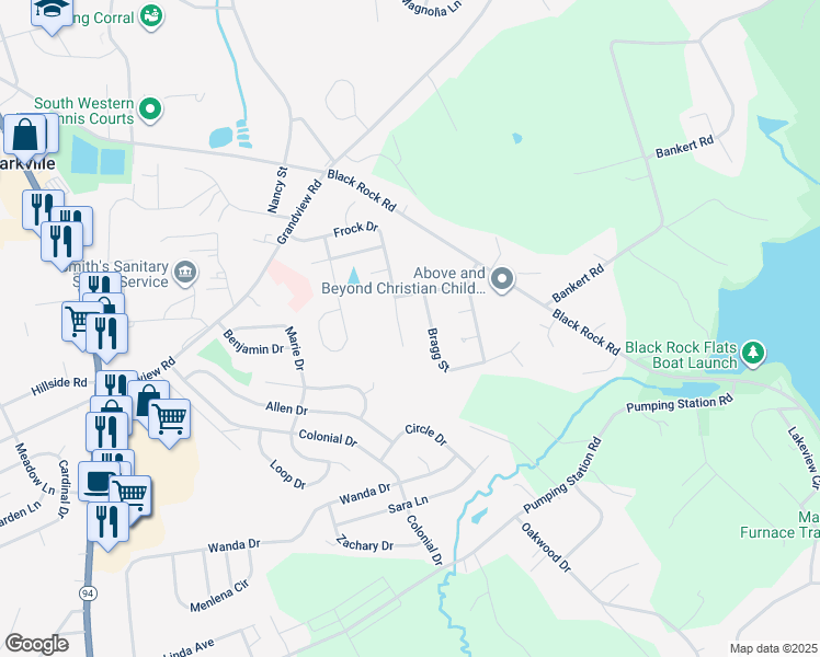 map of restaurants, bars, coffee shops, grocery stores, and more near 90 Frock Drive in Hanover