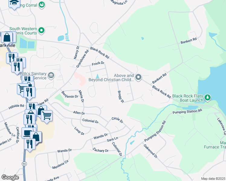 map of restaurants, bars, coffee shops, grocery stores, and more near 90 Frock Drive in Hanover