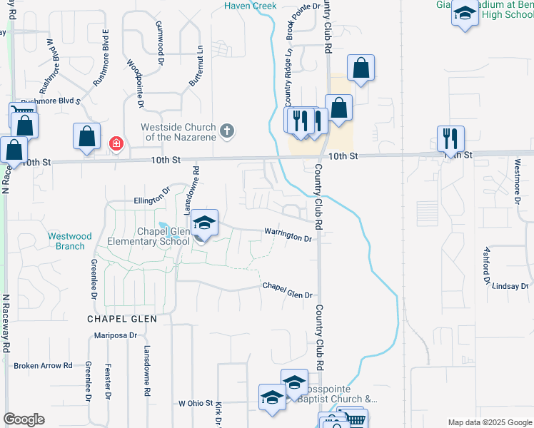 map of restaurants, bars, coffee shops, grocery stores, and more near 8478 Chapel Pines Drive in Indianapolis