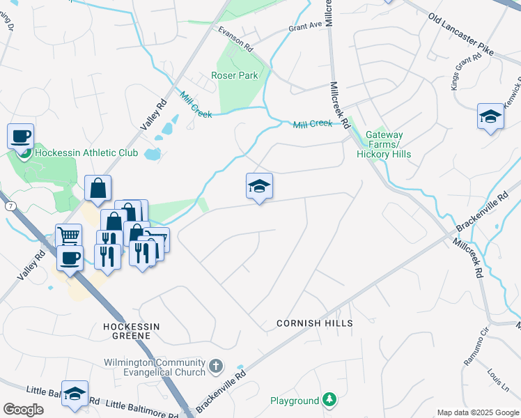 map of restaurants, bars, coffee shops, grocery stores, and more near in Hockessin