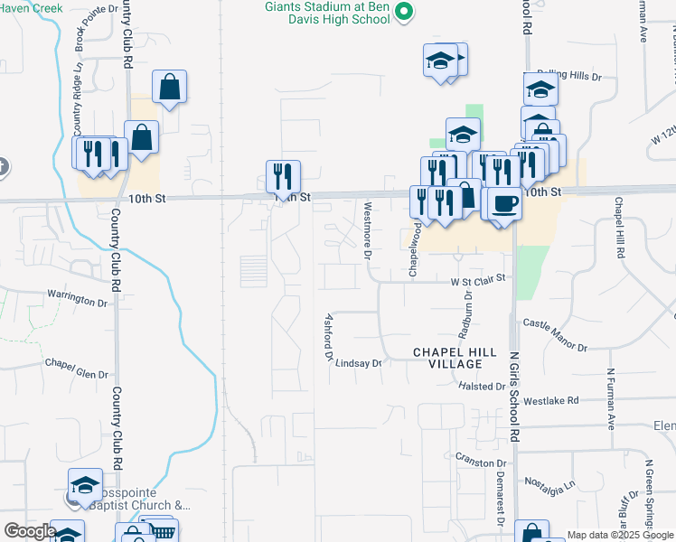 map of restaurants, bars, coffee shops, grocery stores, and more near 820 Wyckford Drive in Indianapolis