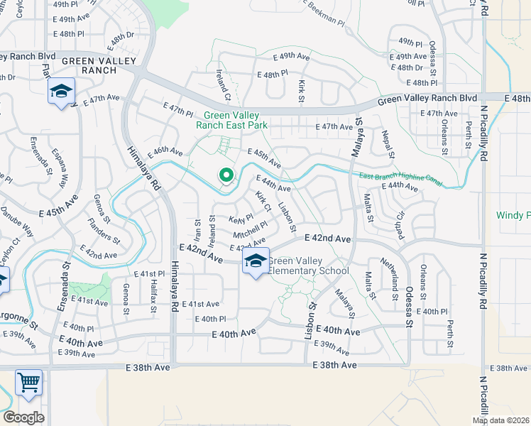 map of restaurants, bars, coffee shops, grocery stores, and more near 4372 Kirk Court in Denver
