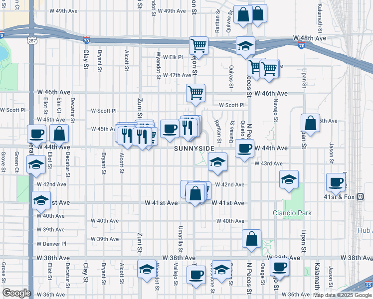 map of restaurants, bars, coffee shops, grocery stores, and more near in 