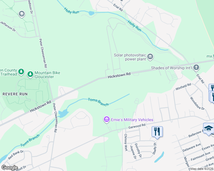 map of restaurants, bars, coffee shops, grocery stores, and more near 731 Hickstown Road in Gloucester Township