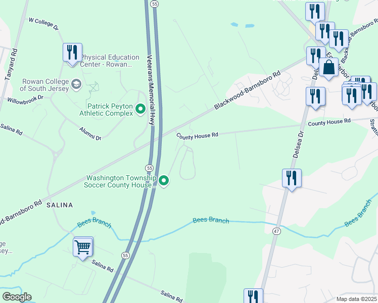 map of restaurants, bars, coffee shops, grocery stores, and more near 1897 Aron's Circle in Washington Township
