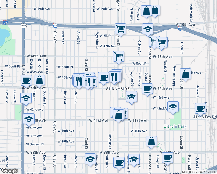 map of restaurants, bars, coffee shops, grocery stores, and more near in 