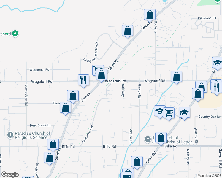 map of restaurants, bars, coffee shops, grocery stores, and more near in Paradise