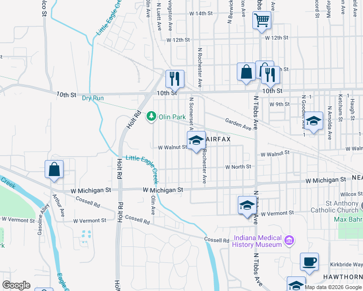 map of restaurants, bars, coffee shops, grocery stores, and more near 710 North Livingston Avenue in Indianapolis