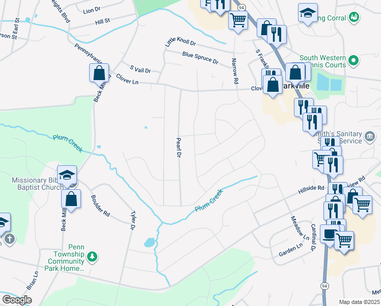 map of restaurants, bars, coffee shops, grocery stores, and more near 1331 Maple Lane in Hanover