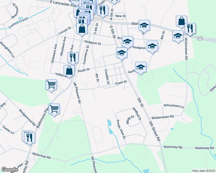 map of restaurants, bars, coffee shops, grocery stores, and more near 6 McDonough Drive in Oxford