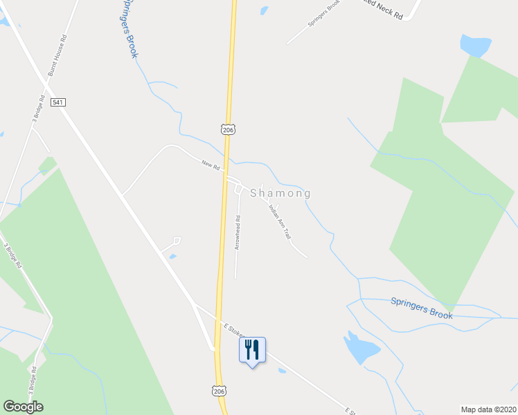 map of restaurants, bars, coffee shops, grocery stores, and more near 61 Indian Ann Trail in Shamong