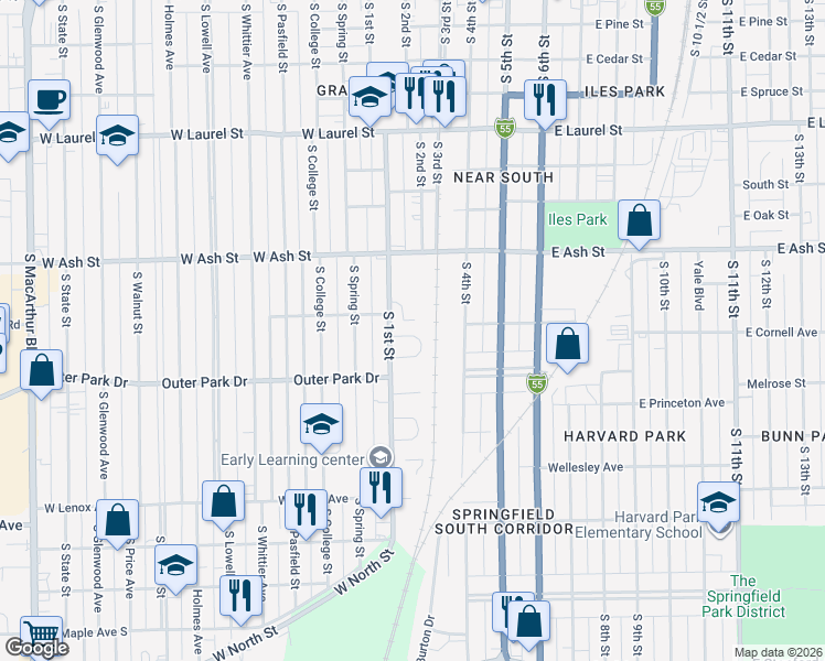 map of restaurants, bars, coffee shops, grocery stores, and more near 9 Ruth Ct in Springfield