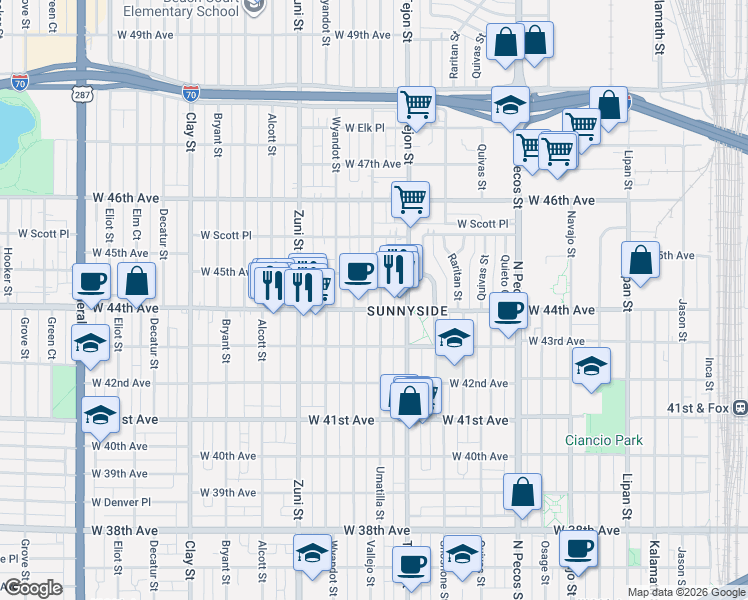 map of restaurants, bars, coffee shops, grocery stores, and more near in 