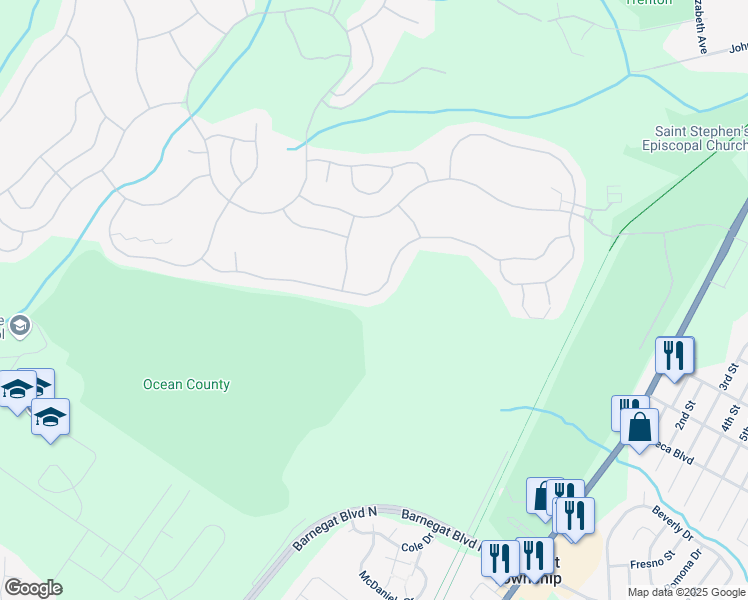 map of restaurants, bars, coffee shops, grocery stores, and more near 79 Bayville Way in Ocean Township