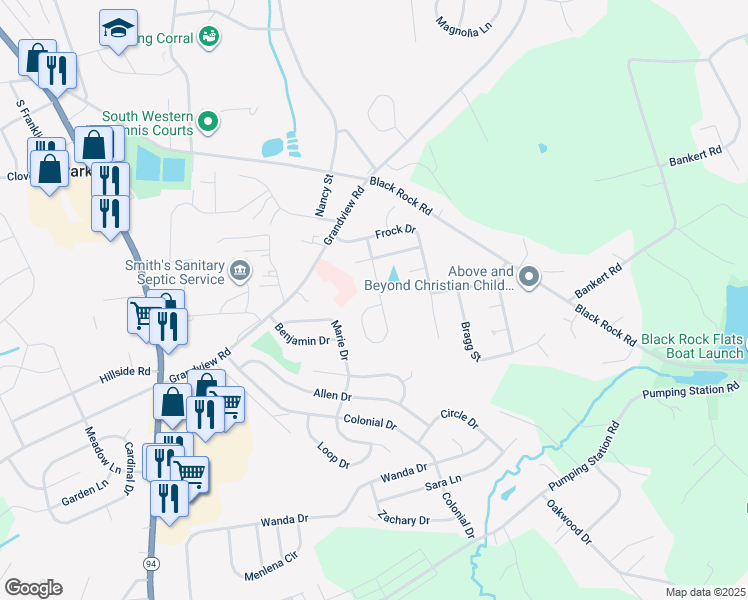 map of restaurants, bars, coffee shops, grocery stores, and more near 198 Pheasant Run Lane in Hanover
